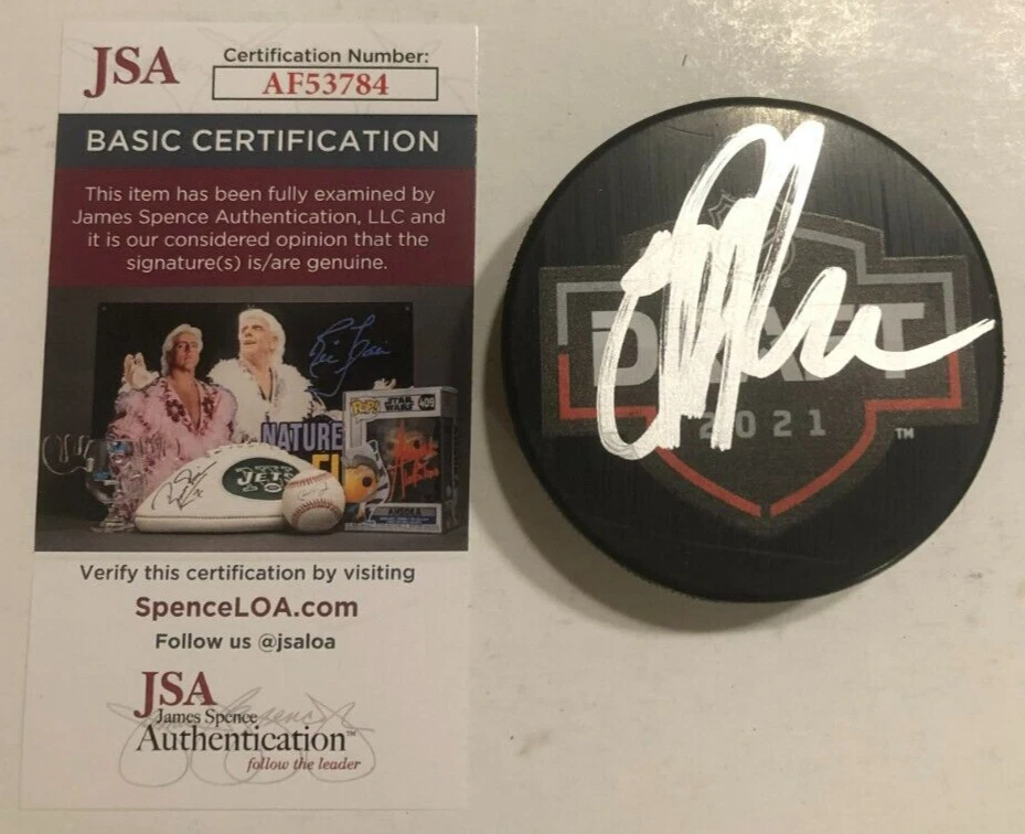 OWEN POWER SIGNED 2021 NHL DRAFT HOCKEY PUCK W/ CASE BUFFALO SABRES JSA COA