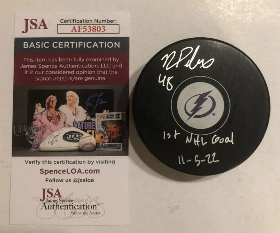 NICK PERBIX SIGNED AUTOGRAPHED TAMPA BAY LIGHTNING HOCKEY PUCK W/ CASE JSA COA
