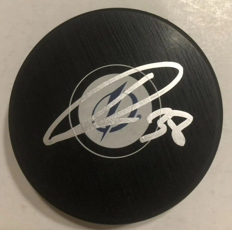 RUDOLFS BALCERS SIGNED AUTOGRAPHED TAMPA BAY LIGHTNING HOCKEY PUCK W/ CASE COA