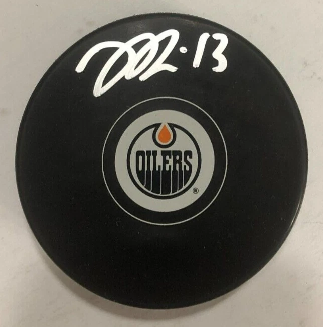 JESSE PULJUJARVI SIGNED AUTOGRAPHED EDMONTON OILERS HOCKEY PUCK W/ CASE COA