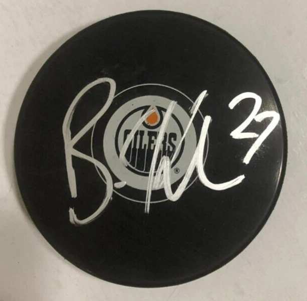 BRETT KULAK SIGNED AUTOGRAPHED EDMONTON OILERS HOCKEY PUCK W/ CASE COA