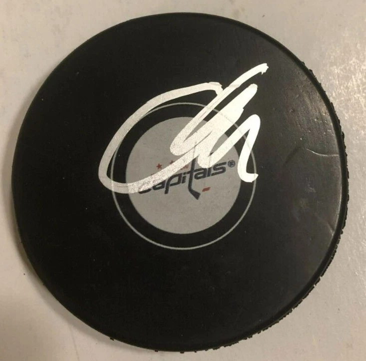 CONNOR MCMICHAEL SIGNED AUTOGRAPHED WASHINGTON CAPITALS HOCKEY PUCK W/ CASE COA