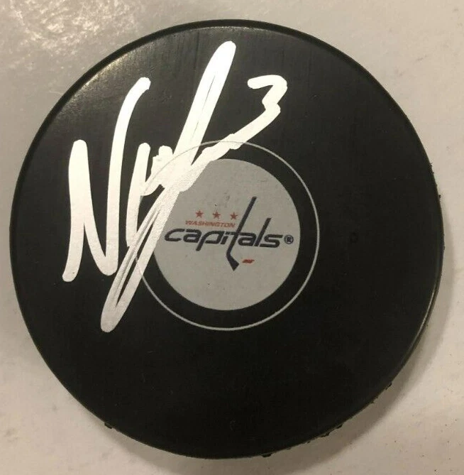 NICK JENSEN SIGNED AUTOGRAPHED WASHINGTON CAPITALS HOCKEY PUCK W/ CASE COA
