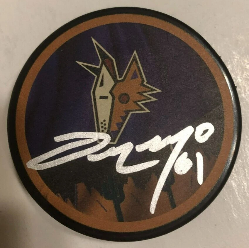 DYSIN MAYO SIGNED AUTOGRAPHED ARIZONA PHOENIX COYOTES HOCKEY PUCK W/ CASE COA
