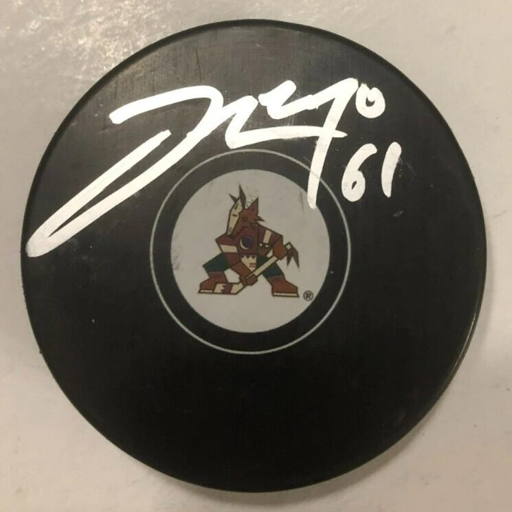 DYSIN MAYO SIGNED AUTOGRAPHED ARIZONA PHOENIX COYOTES HOCKEY PUCK W/ CASE COA
