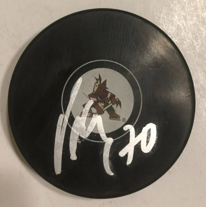 KAREL VEJMELKA SIGNED ARIZONA PHOENIX COYOTES HOCKEY PUCK W/ CASE COA