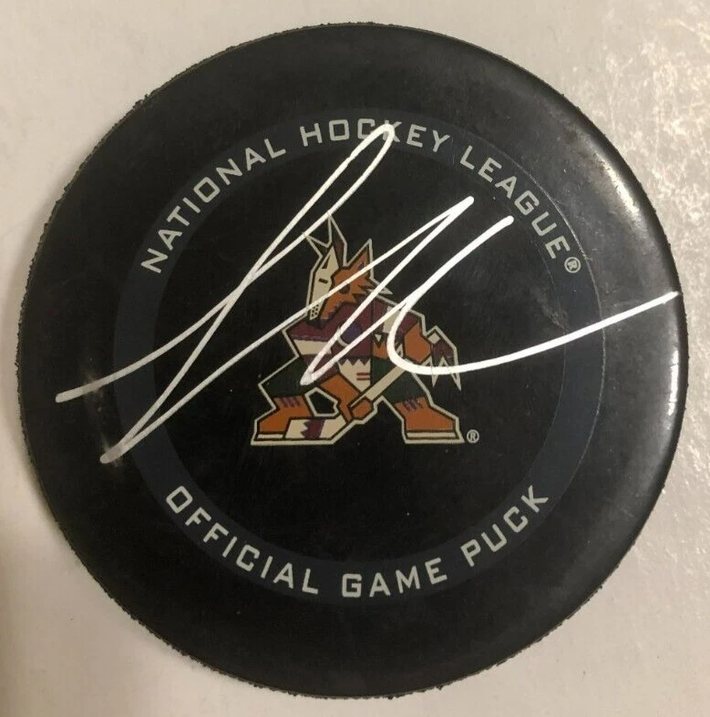 LOGAN COOLEY SIGNED ARIZONA PHOENIX COYOTES OFFICIAL GAME HOCKEY PUCK W CASE COA