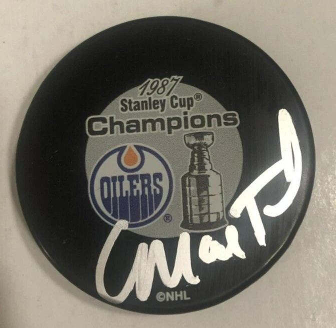 CRAIG MACTAVISH SIGNED EDMONTON OILERS 1987 STANLEY CUP HOCKEY PUCK W/ CASE COA
