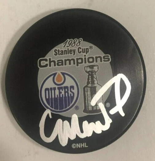 CRAIG MACTAVISH SIGNED EDMONTON OILERS 1988 STANLEY CUP HOCKEY PUCK W/ CASE COA