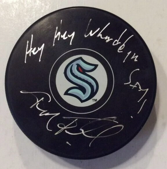 JOHN FORSLUND SIGNED SEATTLE KRAKEN HOCKEY PUCK W/ CASE COA