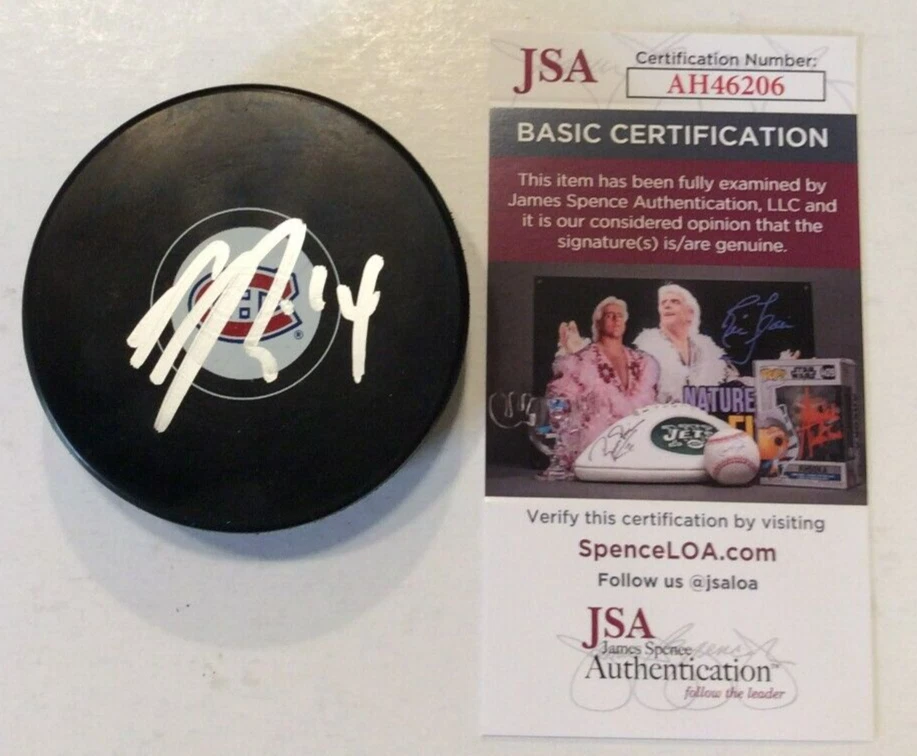 NICK SUZUKI SIGNED MONTREAL CANADIENS REVERSE RETRO HOCKEY PUCK W/ CASE JSA COA