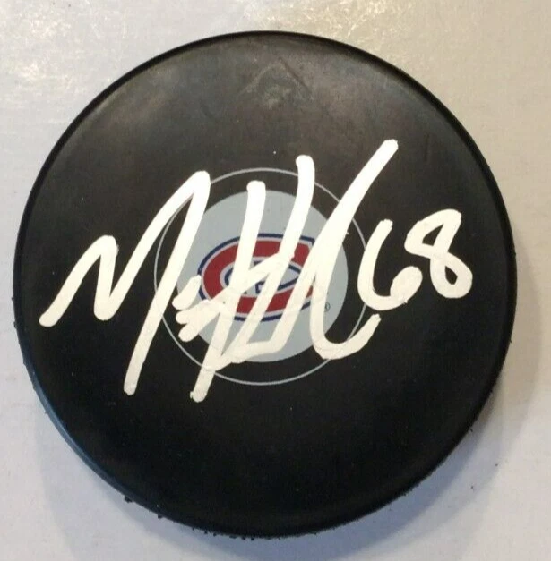 MIKE HOFFMAN SIGNED MONTREAL CANADIENS HOCKEY PUCK W/ CASE COA