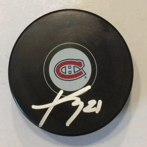 KAIDEN GUHLE SIGNED MONTREAL CANADIENS HOCKEY PUCK W/ CASE COA