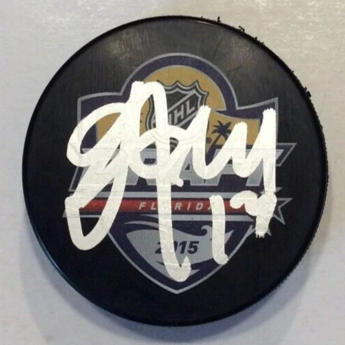 YAKOV TRENIN SIGNED 2015 NHL DRAFT HOCKEY PUCK W/ CASE NASHVILLE PREDATORS COA