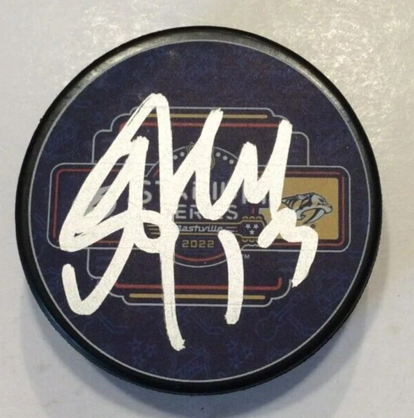 YAKOV TRENIN SIGNED NASHVILLE PREDATORS 2022 STADIUM SERIES PUCK W/ CASE COA COLLECTIBLE MEMORABILIA