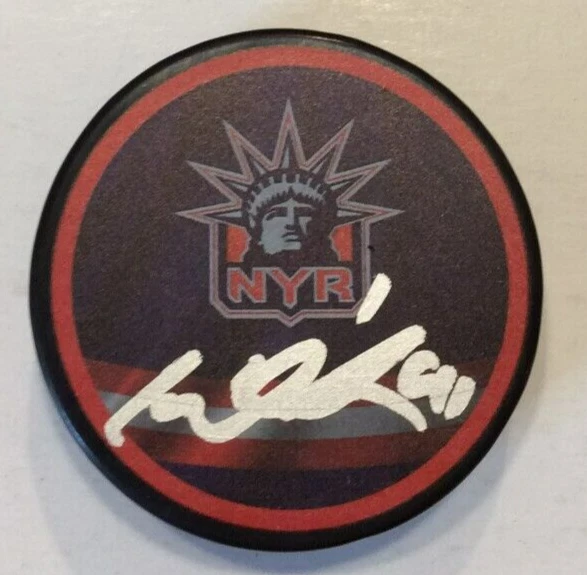 JAROSLAV HALAK SIGNED NEW YORK RANGERS HOCKEY PUCK W/ CASE COA