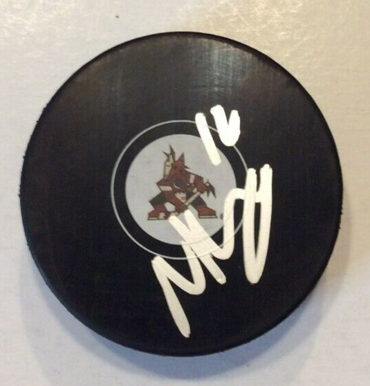 NICK RITCHIE SIGNED ARIZONA COYOTES HOCKEY PUCK W/ CASE COA