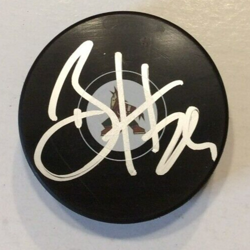 BARRETT HAYTON SIGNED ARIZONA COYOTES HOCKEY PUCK W/ CASE COA