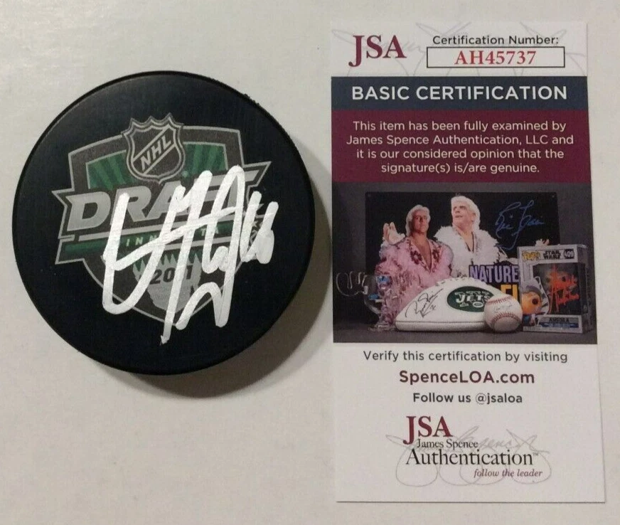 VINCENT TROCHECK SIGNED 2011 NHL DRAFT HOCKEY PUCK W/ CASE RANGERS PANTHERS JSA