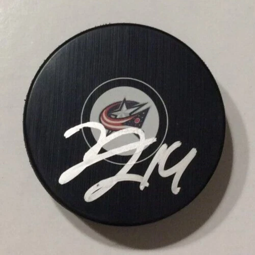 LIAM FOUDY SIGNED COLUMBUS BLUE JACKETS HOCKEY PUCK W/ CASE COA