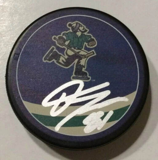 DAKOTA JOSHUA  SIGNED VANCOUVER CANUCKS REVERSE RETRO HOCKEY PUCK W/ CASE COA