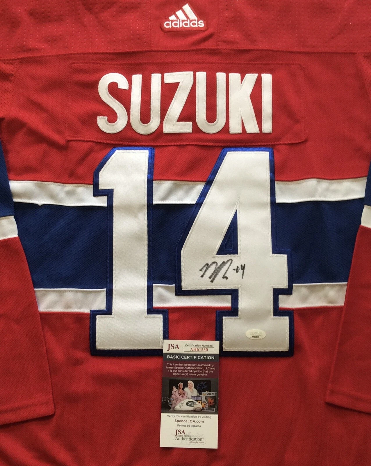 NICK SUZUKI SIGNED MONTREAL CANADIENS HOCKEY JERSEY JSA COA