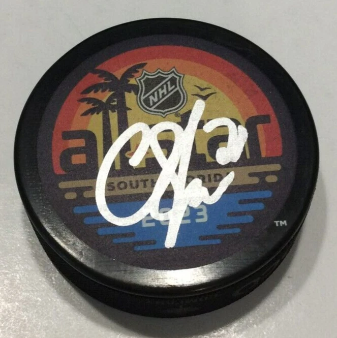 CHANDLER STEPHENSON SIGNED 2023 NHL ALL STAR HOCKEY PUCK VEGAS W/ CASE COA