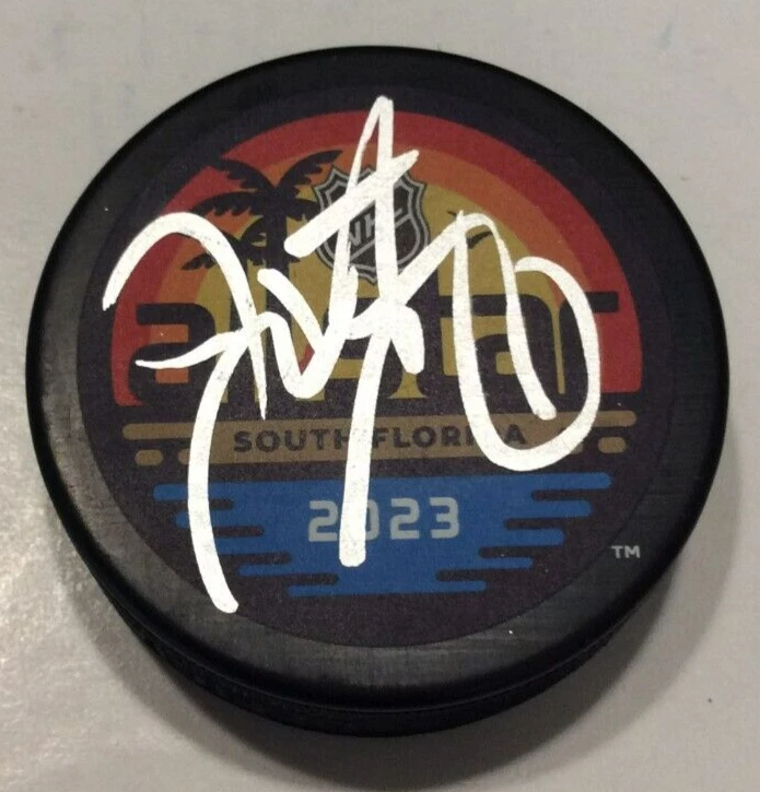 JIM MONTGOMERY SIGNED 2023 NHL ALL STAR HOCKEY PUCK BOSTON BRUINS W/ CASE COA