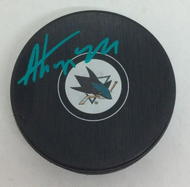 ALEXANDER BARABANOV SIGNED AUTOGRAPHED SAN JOSE SHARKS HOCKEY PUCK W/ CASE COA