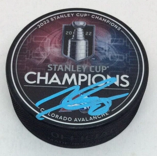 ALEX NEWHOOK SIGNED COLORADO AVALANCHE 2022 STANLEY CUP HOCKEY PUCK W/ CASE COA
