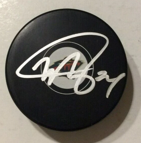 MATT DUMBA SIGNED AUTOGRAPHED MINNESOTA WILD HOCKEY PUCK W/ CASE COA