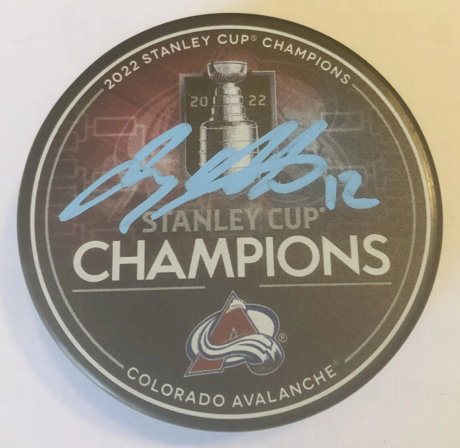 JAYSON MEGNA SIGNED COLORADO AVALANCHE 2022 STANLEY CUP HOCKEY PUCK W/ CASE COA