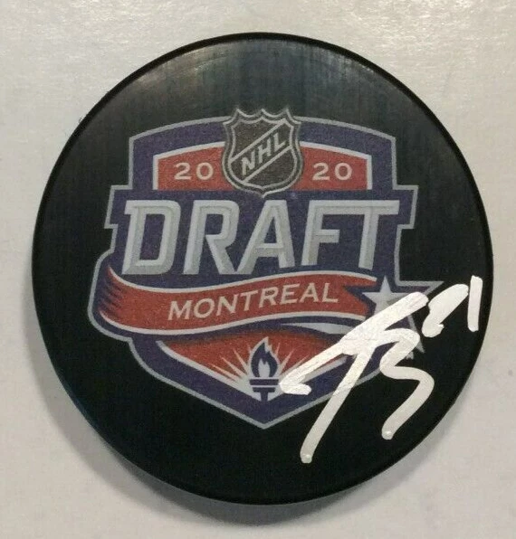 KAIDEN GUHLE SIGNED MONTREAL CANADIENS 2020 NHL DRAFT HOCKEY PUCK W/ CASE COA