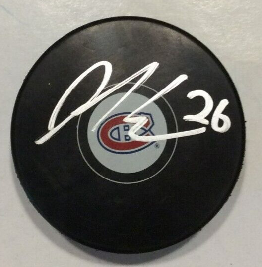 JOHNATHAN KOVACEVIC SIGNED MONTREAL CANADIENS HOCKEY PUCK W/ CASE COA