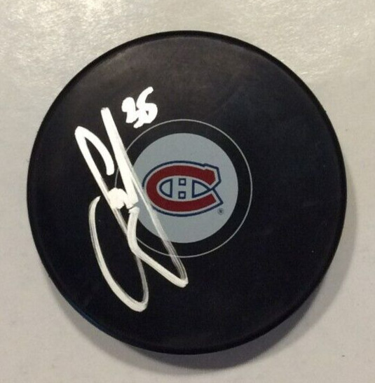 SAM SAMUEL MONTEMBEAULT SIGNED MONTREAL CANADIENS HOCKEY PUCK W/ CASE COA