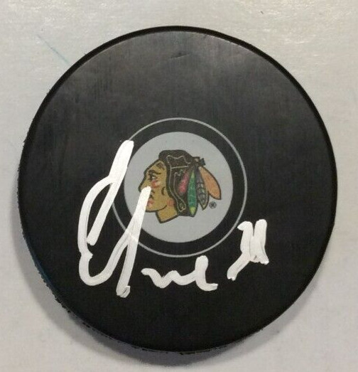 ENRICO CICCONE SIGNED CHICAGO BLACKHAWKS HOCKEY PUCK W/ CASE COA