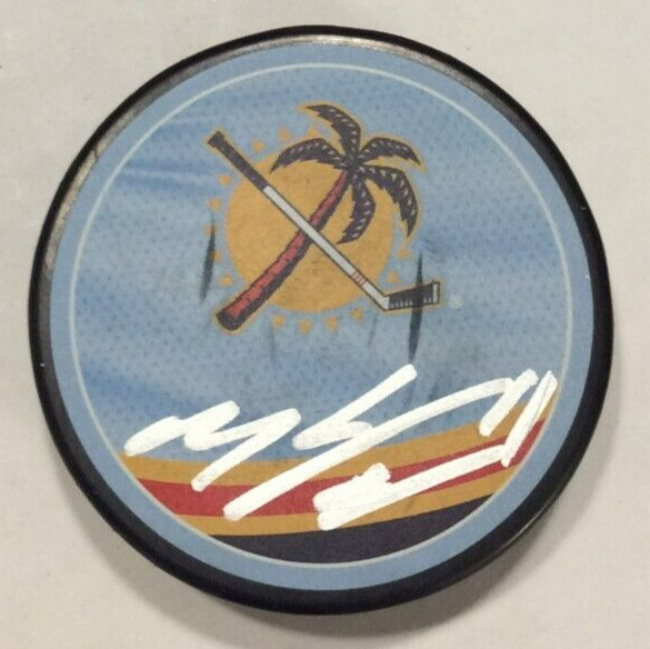 MACKIE SAMOSKEVICH SIGNED FLORIDA PANTHERS HOCKEY PUCK W/ CASE COA