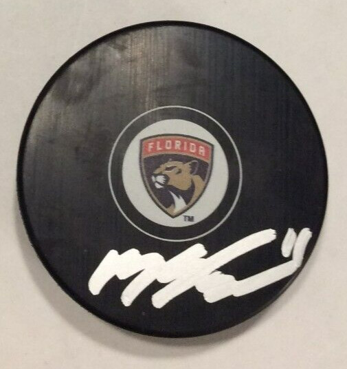 MACKIE SAMOSKEVICH SIGNED FLORIDA PANTHERS HOCKEY PUCK W/ CASE COA