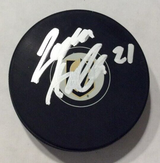 JACKSON HALLUM SIGNED VEGAS GOLDEN KNIGHTS HOCKEY PUCK W/ CASE COA