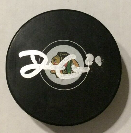 DREW COMMESSO SIGNED CHICAGO BLACKHAWKS HOCKEY PUCK W/ CASE COA