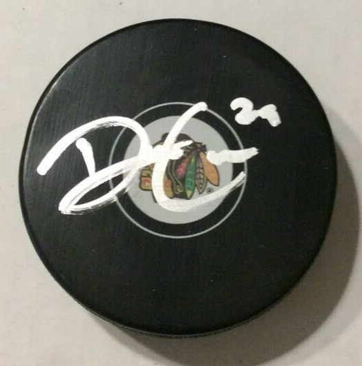 DREW COMMESSO SIGNED CHICAGO BLACKHAWKS HOCKEY PUCK W/ CASE COA