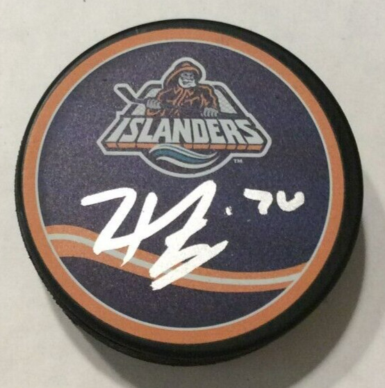 HUDSON FASCHING SIGNED NEW YORK ISLANDERS HOCKEY PUCK W/ CASE COA