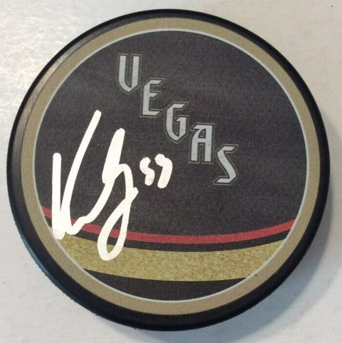 KEEGAN KOLESAR SIGNED VEGAS GOLDEN KNIGHTS HOCKEY PUCK W/ CASE COA