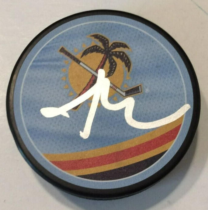 GRIGORI DENISENKO SIGNED FLORIDA PANTHERS HOCKEY PUCK W/ CASE COA