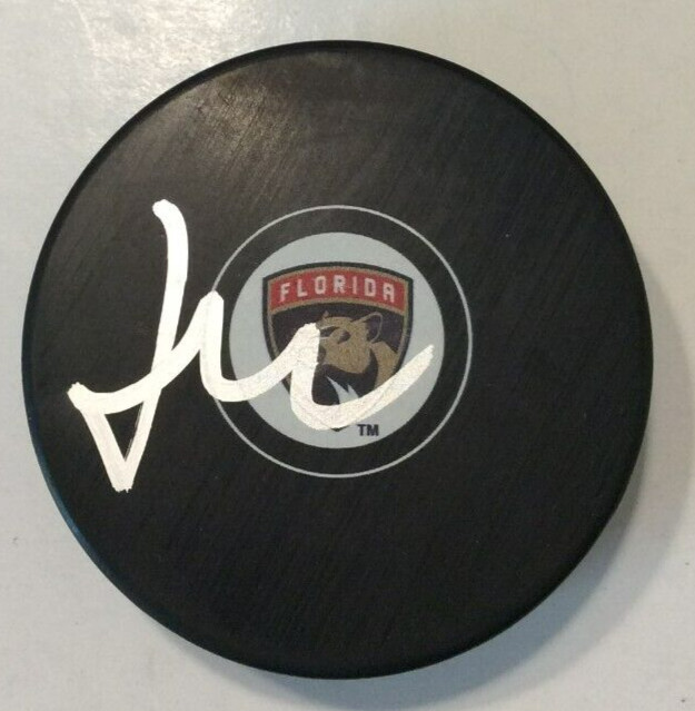 GRIGORI DENISENKO SIGNED FLORIDA PANTHERS HOCKEY PUCK W/ CASE COA