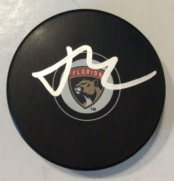 GRIGORI DENISENKO SIGNED FLORIDA PANTHERS HOCKEY PUCK W/ CASE COA