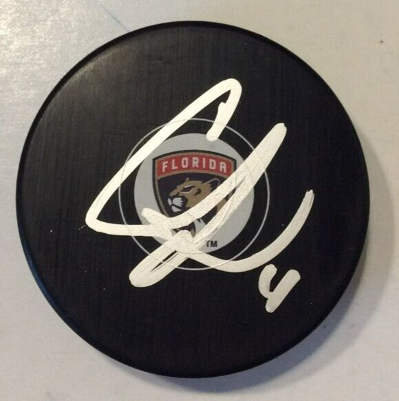 CASEY FITZGERALD SIGNED FLORIDA PANTHERS HOCKEY PUCK W/ CASE COA