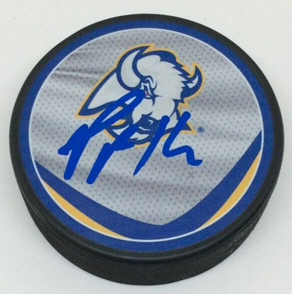 PEYTON KREBS SIGNED BUFFALO SABRES HOCKEY PUCK W/ CASE COA