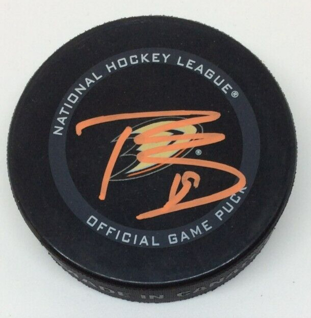TROY TERRY SIGNED ANAHEIM DUCKS OFFICIAL GAME HOCKEY PUCK W/ CASE COA