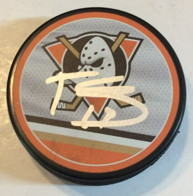 TROY TERRY SIGNED ANAHEIM DUCKS HOCKEY PUCK W/ CASE COA